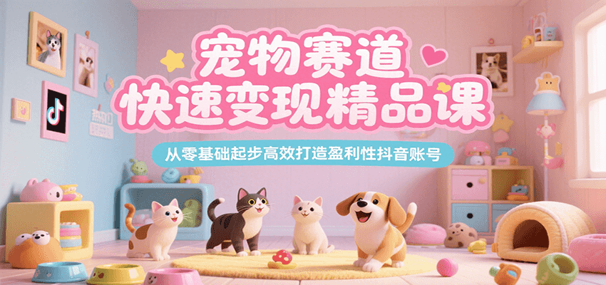 宠物赛道快速变现精品课，从零基础起步高效打造盈利性抖音账号白米粥资源网-汇集全网副业资源白米粥资源网