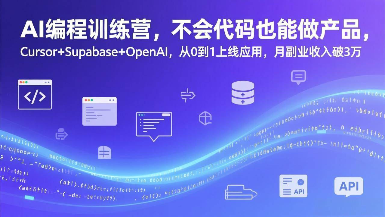 （17388期）AI编程训练营，不会代码也能做产品，Cursor+Supabase+OpenAI，从0到1上线应用，月副业收入破3万白米粥资源网-汇集全网副业资源白米粥资源网