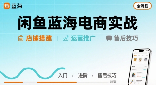 闲鱼蓝海电商实战，店铺搭建运营售后全流程白米粥资源网-汇集全网副业资源白米粥资源网