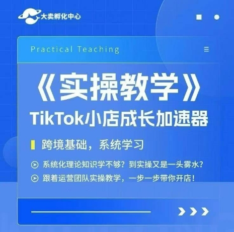 大卖家孵化中心TikTok实操课，TikTok小店成长加速器，跨境基础系统学习，一步一步带你开店白米粥资源网-汇集全网副业资源白米粥资源网