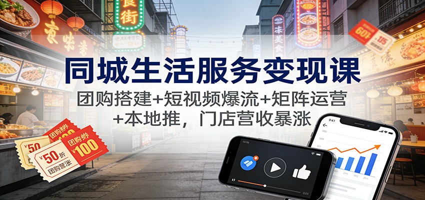 同城生活服务变现课:团购搭建+短视频爆流+矩阵运营+本地推,门店营收暴涨白米粥资源网-汇集全网副业资源白米粥资源网