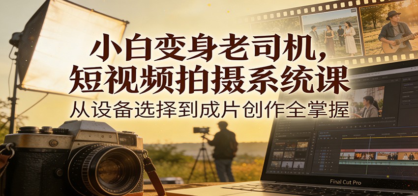 小白变身老司机,短视频拍摄系统课,从设备选择到成片创作全掌握白米粥资源网-汇集全网副业资源白米粥资源网