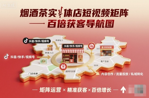 烟酒茶实体店短视频矩阵百倍获客导航图白米粥资源网-汇集全网副业资源白米粥资源网