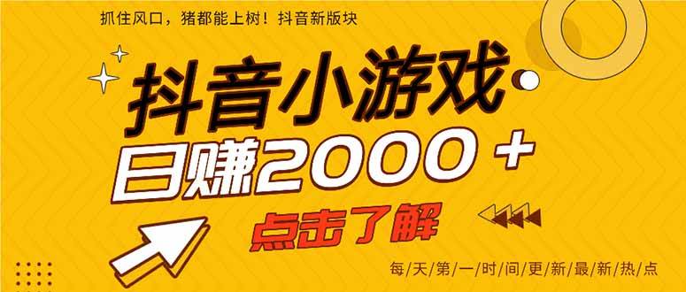 （15529期）抖音小游戏，一部手机日入300+，2025风口项目白米粥资源网-汇集全网副业资源白米粥资源网