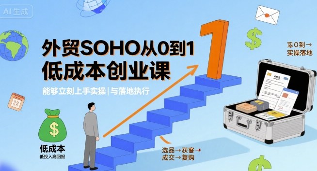 外贸SOHO从0到1低成本创业课，能够立刻上手实操与落地执行白米粥资源网-汇集全网副业资源白米粥资源网