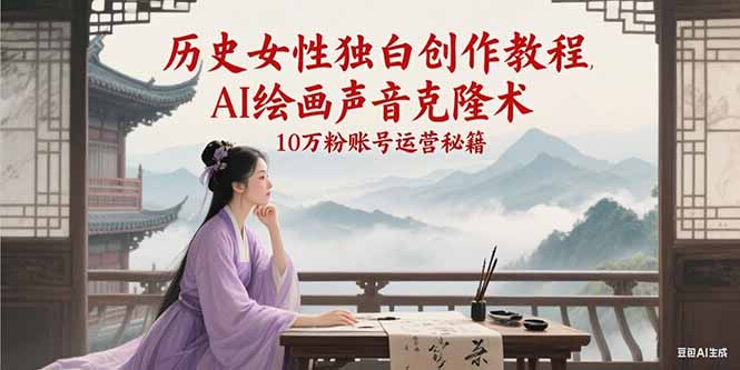 历史女性独白创作教程，AI绘画声音克隆术，10万粉账号运营秘籍白米粥资源网-汇集全网副业资源白米粥资源网