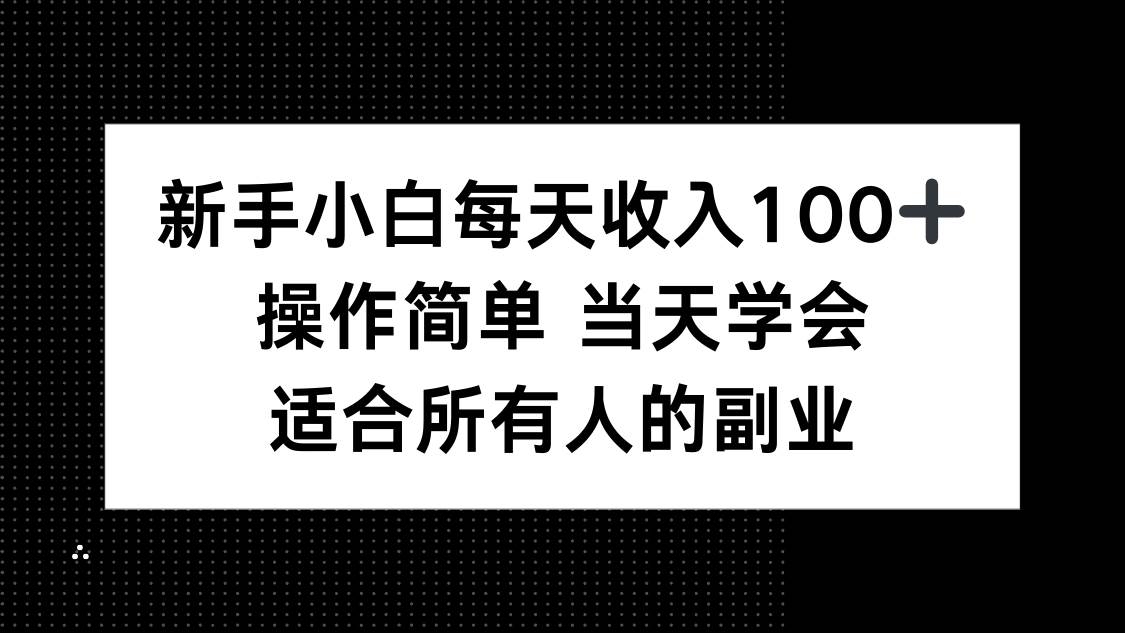 （15937期）新手小白每天收入100+，操作简单 当天学会 ，适合所有人的副业白米粥资源网-汇集全网副业资源白米粥资源网