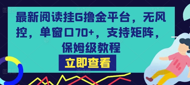 最新阅读挂G撸金平台，无风控，单窗口70+，支持矩阵，保姆级教程【揭秘】白米粥资源网-汇集全网副业资源白米粥资源网