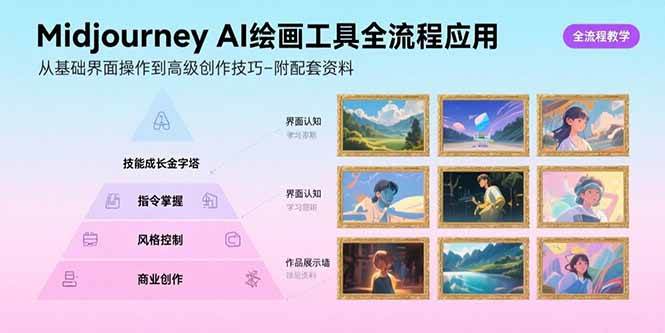 （15628期）Midjourney AI绘画工具全流程应用，从基础界面操作到高级创作-附配套资料白米粥资源网-汇集全网副业资源白米粥资源网