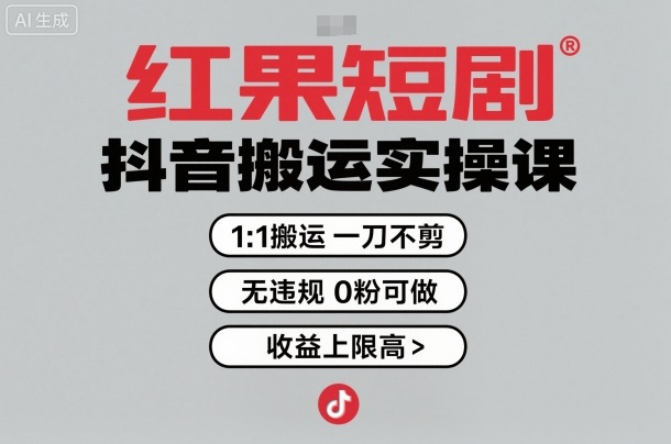 红果短剧拉新之抖音搬运实操课，1：1搬运，一刀不剪，无违规，0粉可做，收益上限高白米粥资源网-汇集全网副业资源白米粥资源网