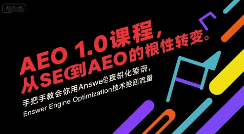 AEO 1.0 课程，从SEO到AE0的基命性转变，手把手教会你用AnswerEngineOptimization技术抢回流量白米粥资源网-汇集全网副业资源白米粥资源网
