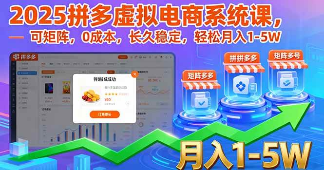 （16088期）2025拼多多虚拟电商系统课，可矩阵，0成本，长久稳定，轻松月入1-5W白米粥资源网-汇集全网副业资源白米粥资源网