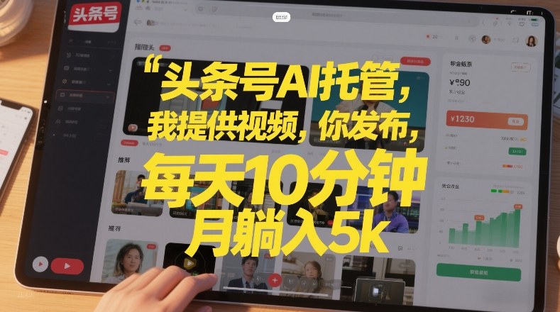 头条号AI托管，我提供视频，你发布，每天10分钟，月躺入5k+【揭秘】白米粥资源网-汇集全网副业资源白米粥资源网