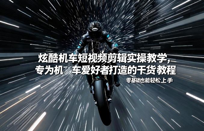 炫酷机车短视频剪辑实操教学，专为机车爱好者打造的干货教程，零基础也能轻松上手白米粥资源网-汇集全网副业资源白米粥资源网