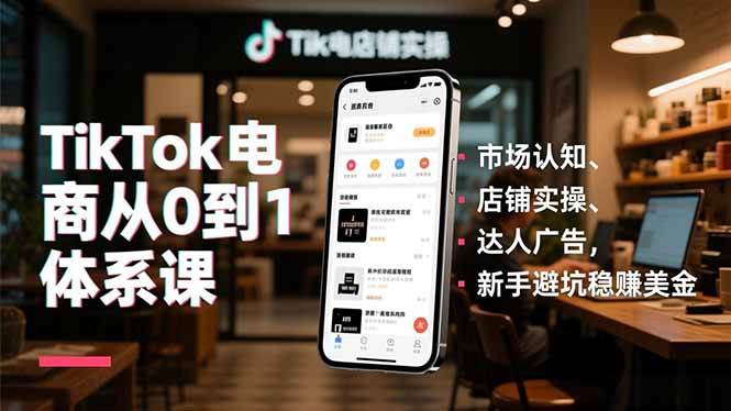 (16818期)TikTok电商从0到1体系课,市场认知、店铺实操、达人广告,新手避坑稳赚美金白米粥资源网-汇集全网副业资源白米粥资源网
