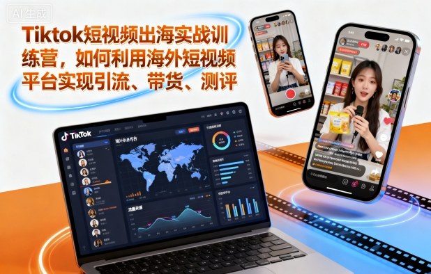 Tiktok短视频出海实战训练营,如何利用海外短视频平台实现引流、带货、测评白米粥资源网-汇集全网副业资源白米粥资源网