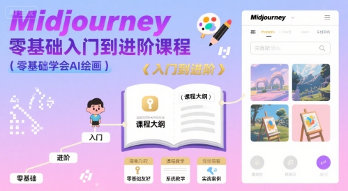 midjourney零基础入门到进阶课程，零基础学会AI绘画白米粥资源网-汇集全网副业资源白米粥资源网