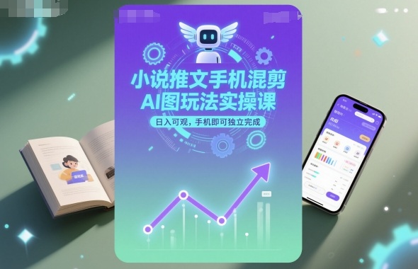 小说推文手机混剪AI图玩法实操课，日入可观，手机即可独立完成白米粥资源网-汇集全网副业资源白米粥资源网