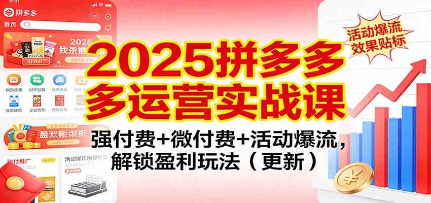 2025拼多多运营实战课：强付费+微付费+活动爆流，解锁盈利玩法（更新）白米粥资源网-汇集全网副业资源白米粥资源网