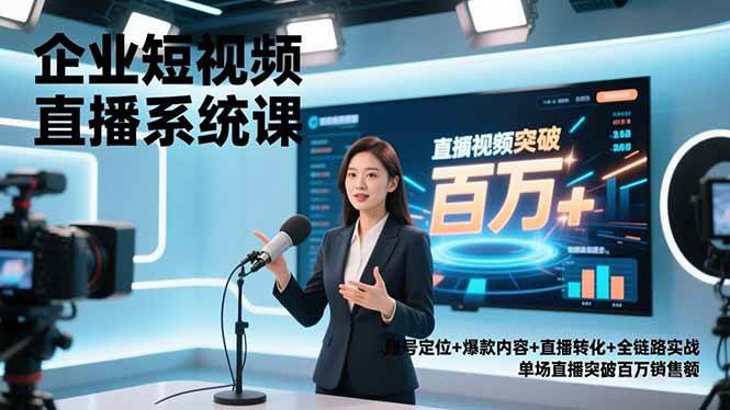（16878期）企业短视频直播系统课，账号定位+爆款内容+直播转化+全链路实战，单场直播突破百万销售额白米粥资源网-汇集全网副业资源白米粥资源网