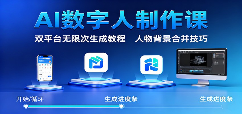 AI数字人制作课:双平台无限次生成教程,人物背景合并技巧白米粥资源网-汇集全网副业资源白米粥资源网