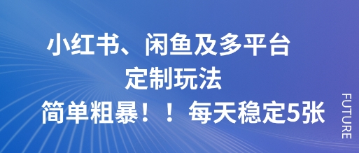 小红书、闲鱼及多平台定制玩法简单粗暴！每天稳定5张白米粥资源网-汇集全网副业资源白米粥资源网