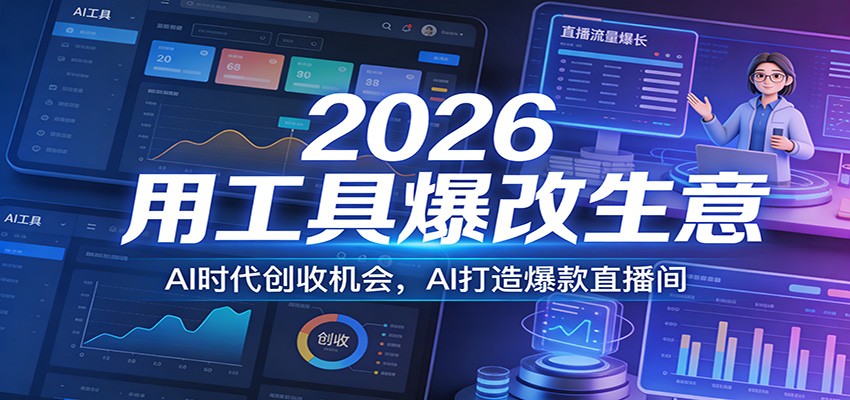 2026用工具爆改生意，AI时代创收机会，AI打造爆款直播间白米粥资源网-汇集全网副业资源白米粥资源网