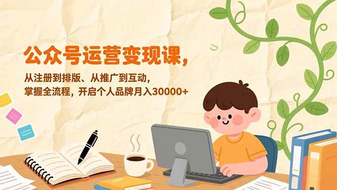 （17067期）公众号运营变现课，从注册到排版、从推广到互动，掌握全流程，开启个人品牌月入30000+白米粥资源网-汇集全网副业资源白米粥资源网