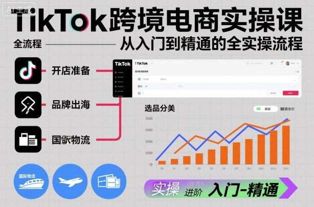 TikTok跨境电商实操课，从入门到精通的全实操流程白米粥资源网-汇集全网副业资源白米粥资源网