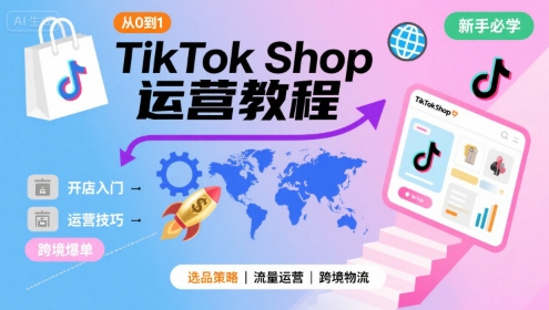 TikTok Shop从0到1运营教程，TikTok跨境电商新手必学课程白米粥资源网-汇集全网副业资源白米粥资源网