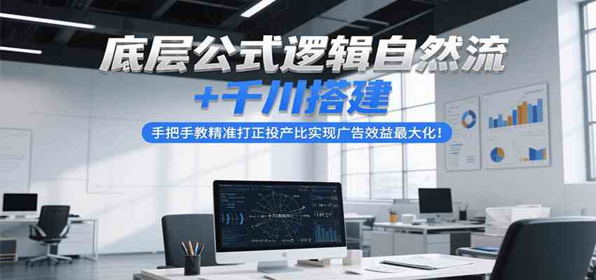 底层公式逻辑自然流+千川搭建，手把手教精准打正投产比实现广告效益最大化！白米粥资源网-汇集全网副业资源白米粥资源网