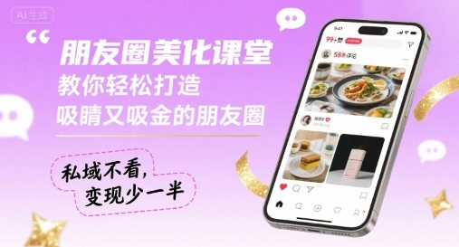 朋友圈美化课堂，教你轻松打造，吸睛又吸金的朋友圈，私域不看，变现少一半白米粥资源网-汇集全网副业资源白米粥资源网