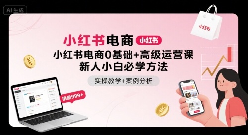 小红书电商0基础+高级运营课，新人小白必学方法，实操教学+案例分析白米粥资源网-汇集全网副业资源白米粥资源网