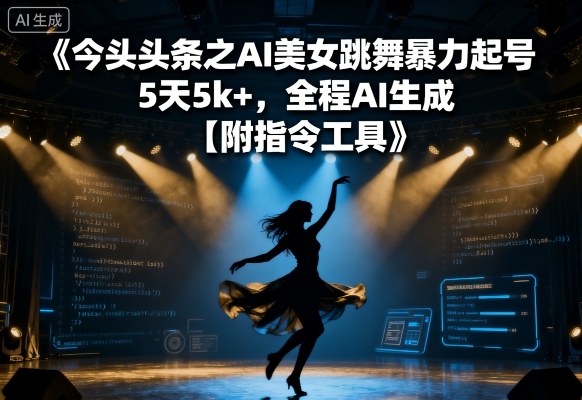 今日头条之AI美女跳舞暴力起号，5天1k+，全程AI生成【附指令工具】白米粥资源网-汇集全网副业资源白米粥资源网
