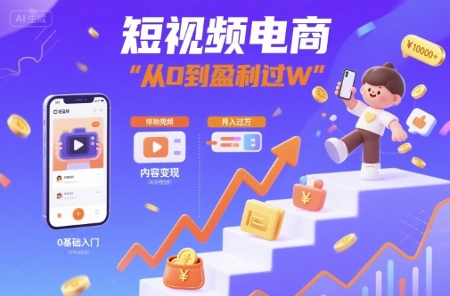 短视频电商：短视频变现从0到盈利过W白米粥资源网-汇集全网副业资源白米粥资源网