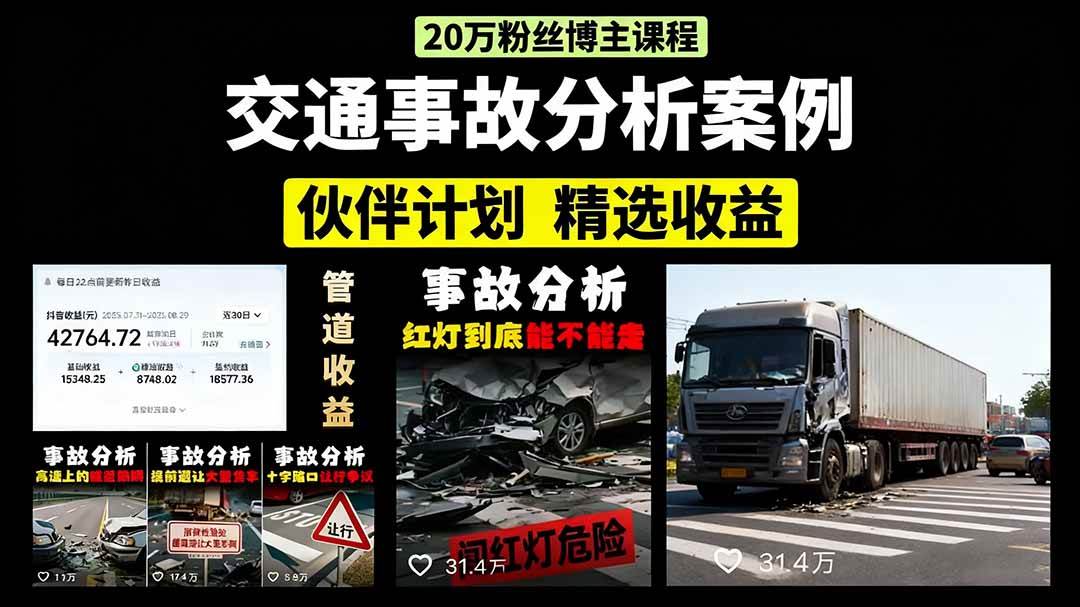 图片[1]白米粥资源网-汇集全网副业资源（15995期）交通事故分析案例短视频，剪辑技巧+文案模板+配音教学+快速起号 月收益2w+白米粥资源网-汇集全网副业资源白米粥资源网