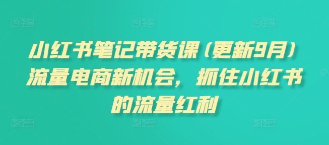 小红书笔记带货课(更新25年6月)流量电商新机会，抓住小红书的流量红利白米粥资源网-汇集全网副业资源白米粥资源网