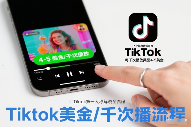 TK中视频计划项目,Tiktok第一人称解说流程,每干次播放奖励4-5美金白米粥资源网-汇集全网副业资源白米粥资源网