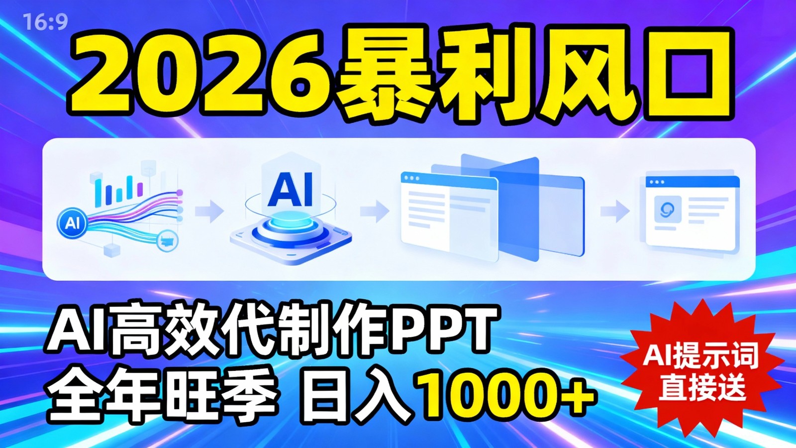 2026暴利！用AI高效代制作 PPT，全年旺季，日入 1000+，提示词直接送！白米粥资源网-汇集全网副业资源白米粥资源网