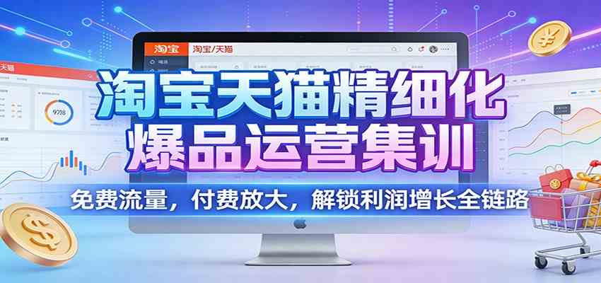 淘宝天猫精细化爆品运营集训:免费流量,付费放大,解锁利润增长全链路白米粥资源网-汇集全网副业资源白米粥资源网