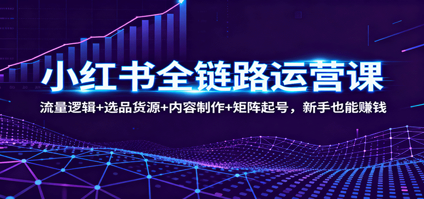 小红书全链路运营课:流量逻辑+选品货源+内容制作+矩阵起号,新手也能赚钱白米粥资源网-汇集全网副业资源白米粥资源网