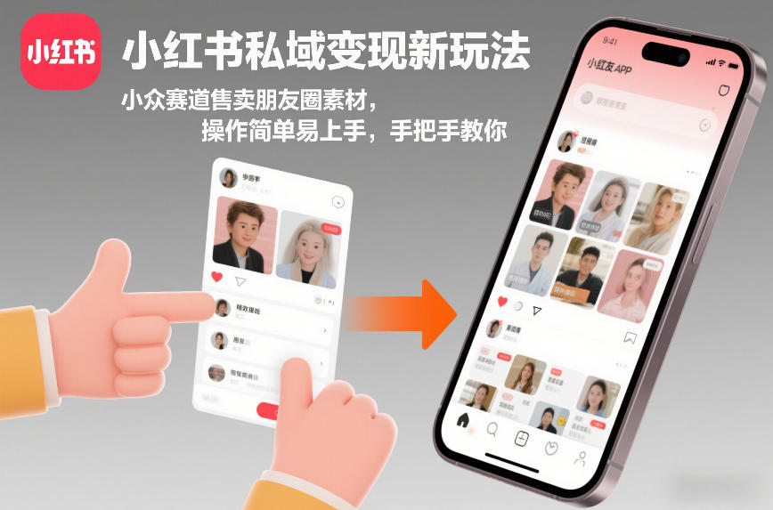 小红书私域变现新玩法，小众赛道售卖朋友圈素材，操作简单易上手，手把手教你白米粥资源网-汇集全网副业资源白米粥资源网