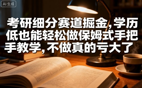 考研细分赛道掘金，日入1k+，学历低也能轻松做保姆式手把手教学，不做真的亏大了【揭秘】白米粥资源网-汇集全网副业资源白米粥资源网