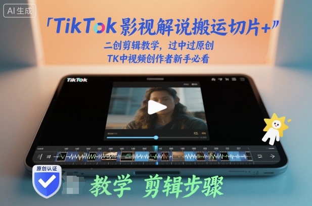 TikTok影视解说搬运切片+二创剪辑教学，过中过原创，TK中视频创作者新手必看白米粥资源网-汇集全网副业资源白米粥资源网