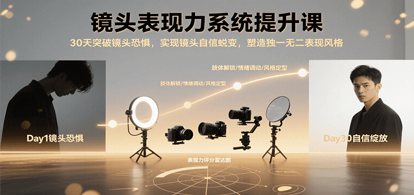 镜头表现力系统提升课，30天突破镜头恐惧实现自信蜕变，塑造独一无二表现风格白米粥资源网-汇集全网副业资源白米粥资源网