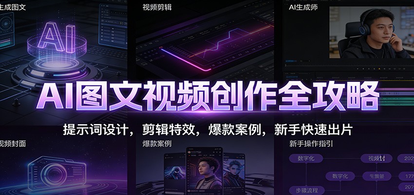AI图文视频创作全攻略：提示词设计，剪辑特效，爆款案例，新手快速出片白米粥资源网-汇集全网副业资源白米粥资源网