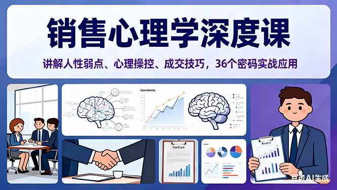 （16456期）销售心理学深度课，讲解人性弱点、心理操控、成交技巧，36个密码实战应用白米粥资源网-汇集全网副业资源白米粥资源网
