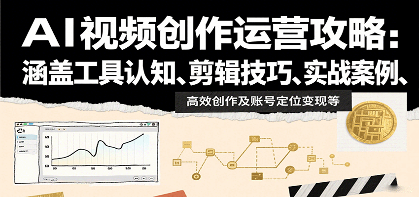 AI视频创作运营攻略：涵盖工具认知、剪辑技巧、实战案例、高效创作及账号定位变现等白米粥资源网-汇集全网副业资源白米粥资源网