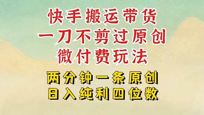 （15577期）快手黑科技搬运带货，一刀不剪过原创，微付费投流玩法，轻松日入四位数…白米粥资源网-汇集全网副业资源白米粥资源网