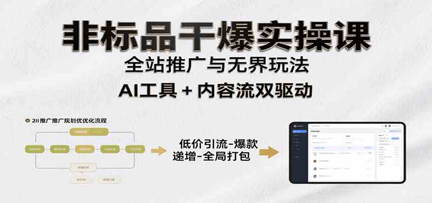非标品干爆实操课：含多案例及操盘方法，从选品到推广、成交，助力打造爆款实现盈利白米粥资源网-汇集全网副业资源白米粥资源网